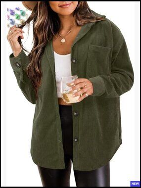 Long Sleeve Button Down Shacket Jacket Plus Size Casual Fall Winter Tops Blouses